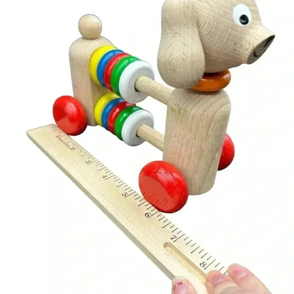 WOODEN ABACUS DOGGIE PUSH TOY TOXIC FREE PAINT HANDMADE LEARNING COUNTING TOOL - Picture 13 of 13